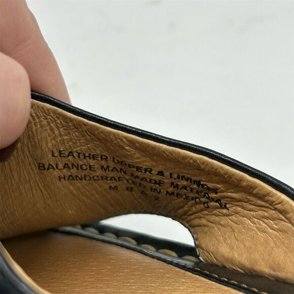 Born Women's Black Leather Wedge Slide Sandals Size 6 Open Toe Comfort Casual - Picture 14 of 14